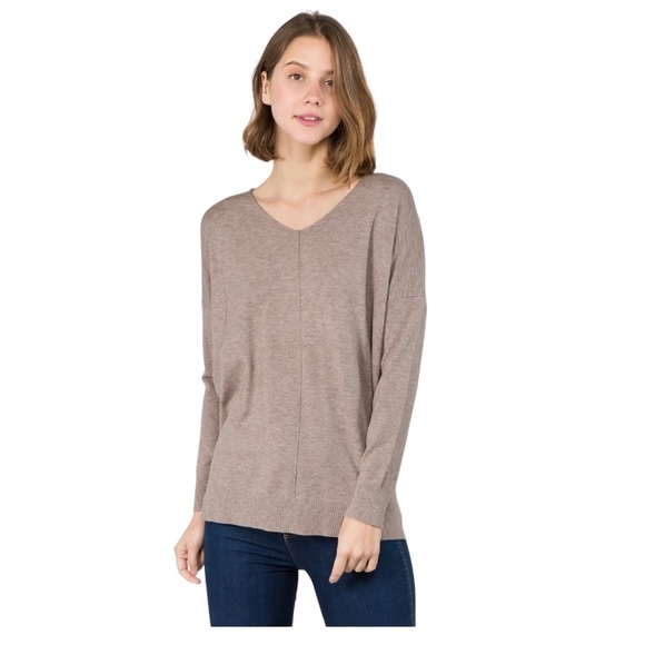 NORDSTROM Dreamers Knit Sweater With Long Sleeves & V Neck Heather Tan Med/Large - Picture 1 of 10
